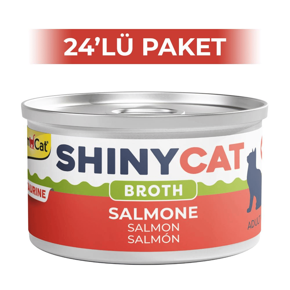 GimCat Shinycat Broth Sos İçinde Somonlu Kedi Konservesi 70 gr 24 AdetGimcat