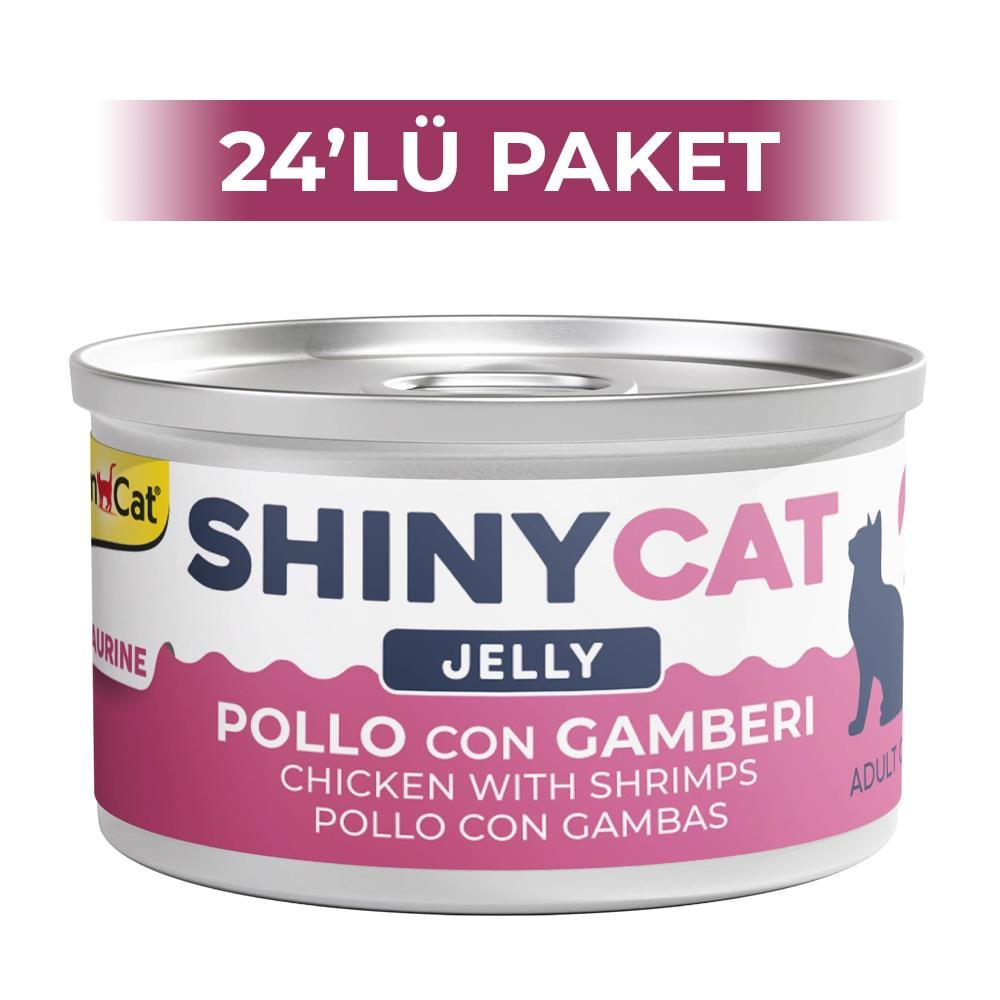 GimCat Shinycat Jöle İçinde Tavuklu ve Karidesli Kedi Konservesi 70 gr 24 AdetGimcat