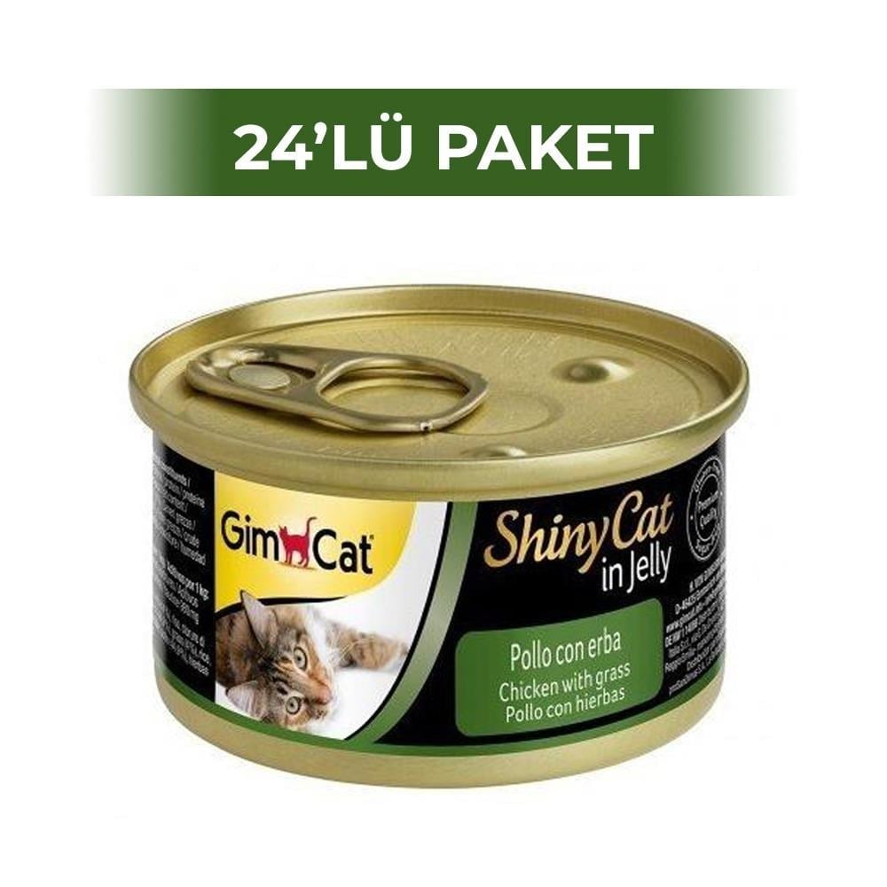 Gimcat Shinycat Tavuklu ve Çimenli Kedi Konservesi 70 gr 24 AdetGimcat