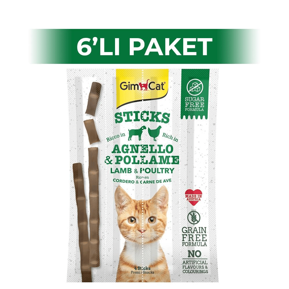 Gimcat Tahılsız Tavuk ve Kuzulu Kedi Ödül Çubuğu 20 gr 6 AdetGimcat