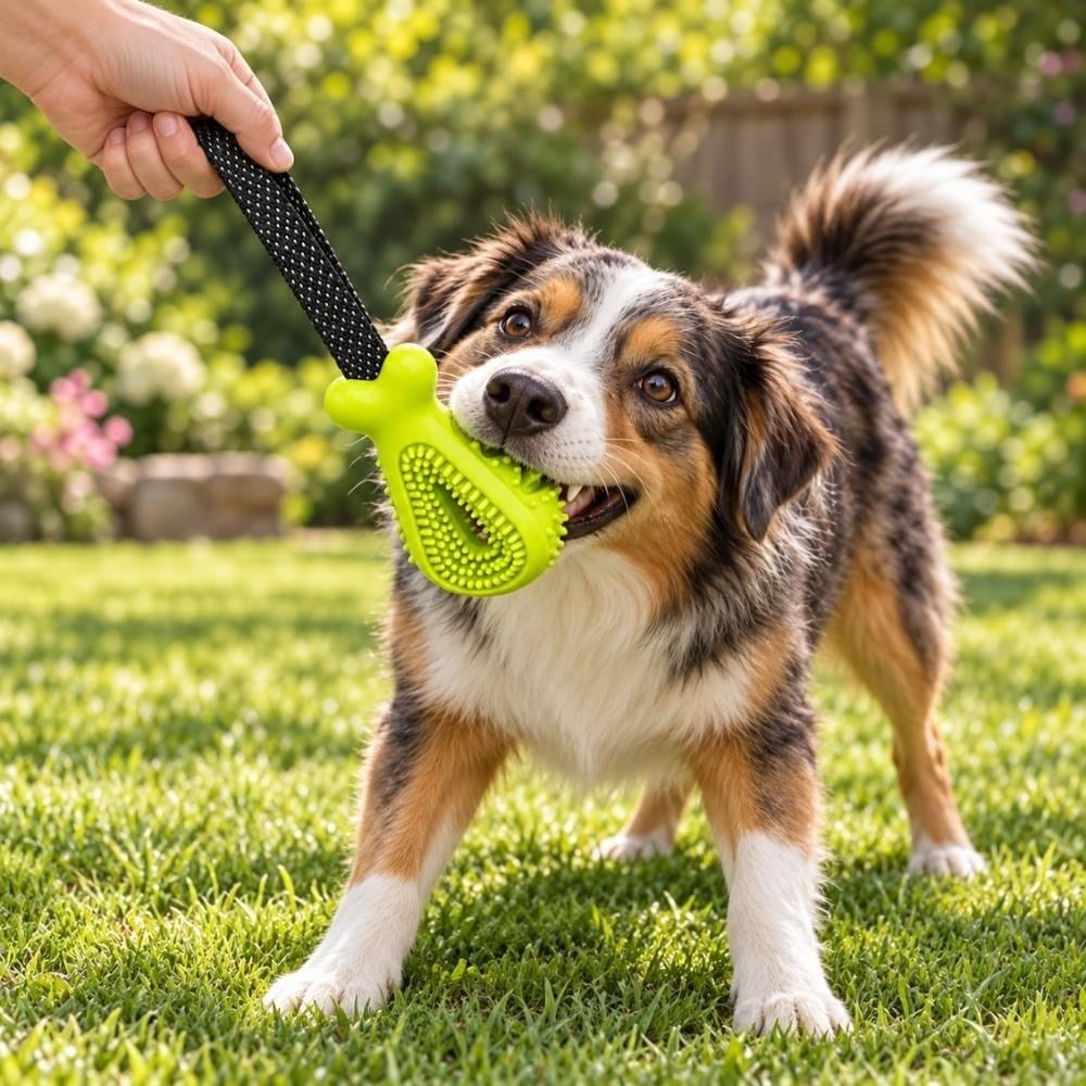 Gimdog Kemik Şeklinde Çekiştirmeli Köpek Ödül Oyuncağı YeşilGimdog