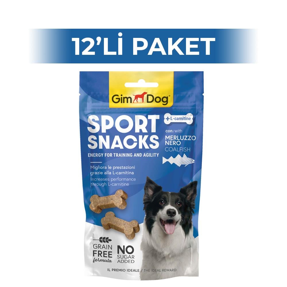 GimDog Sportsnacks Kömür Balıklı L Carnitinli Tahılsız Köpek Ödülü 60 gr 12 AdetGimdog