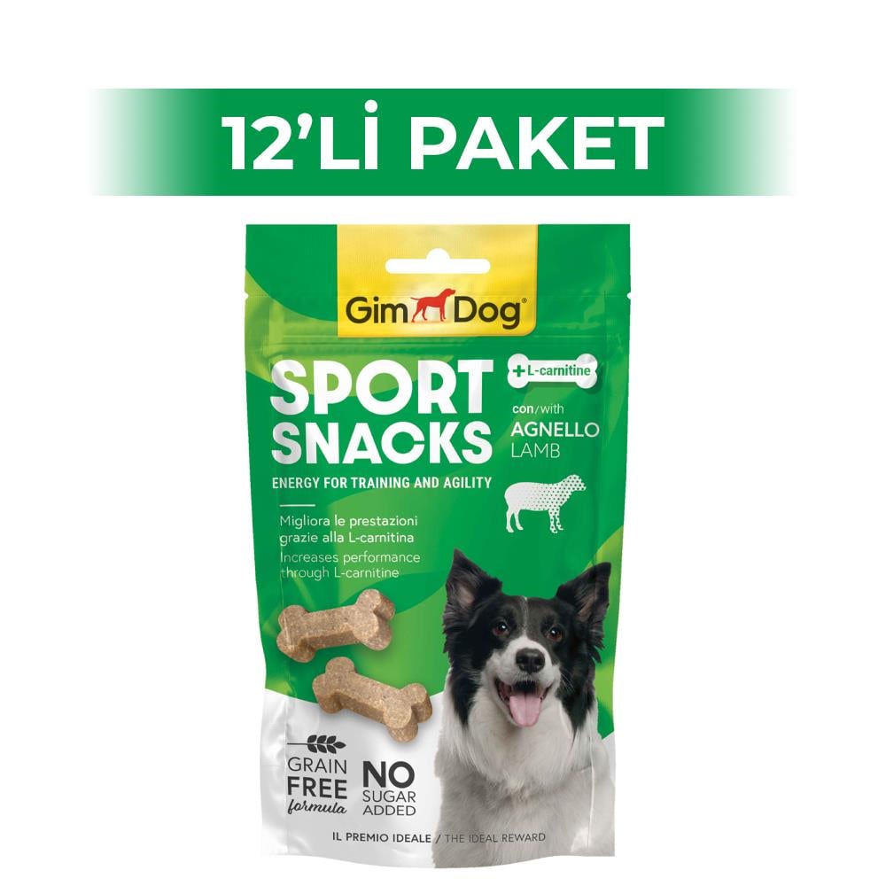 GimDog Sportsnacks Kuzulu L-Carnitinli Tahılsız Köpek Ödülü 60 gr 12 AdetGimdog