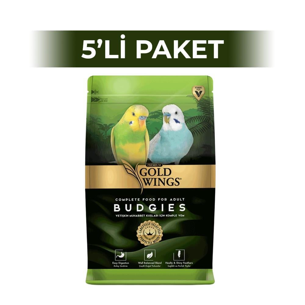 Gold Wings Premium Meyveli Muhabbet Kuşu Yemi 1 kg 5 AdetGold Wings