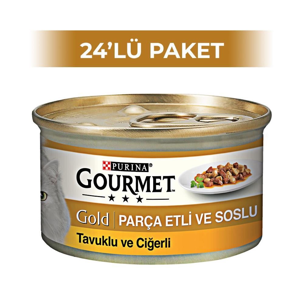 Gourmet Gold Parça Etli Tavuk ve Ciğer Konserve Kedi Maması 85 gr 24 AdetGourmet