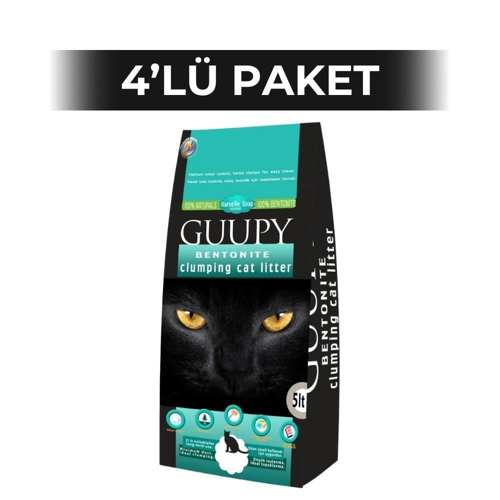 Guupy Marsilya Sabun Kokulu Bentonit Kedi Kumu 5 lt 4 AdetGuupy