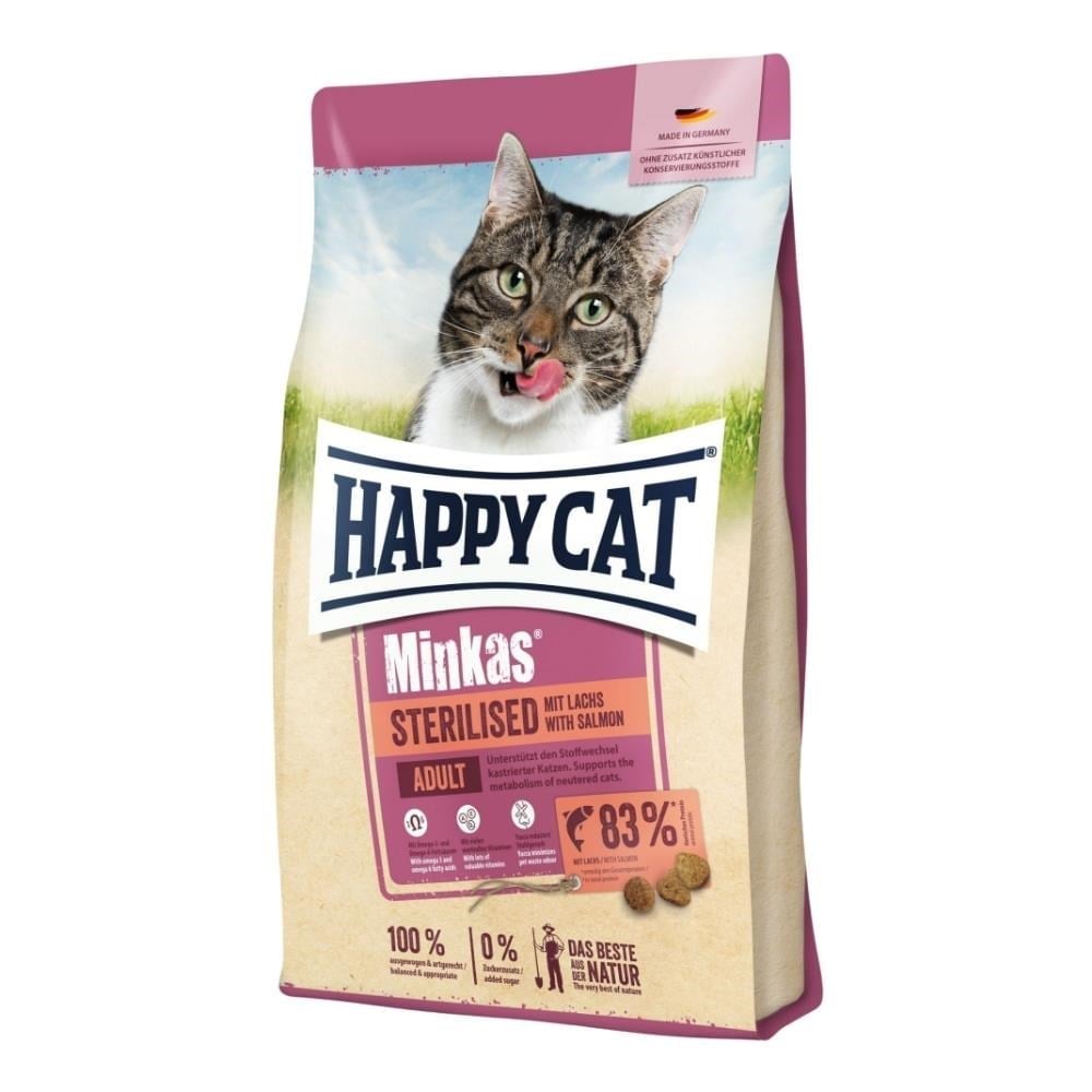 Happy Cat Minkas Somonlu Kısırlaştırılmış Yetişkin Kedi Maması 10 kgHappy Cat
