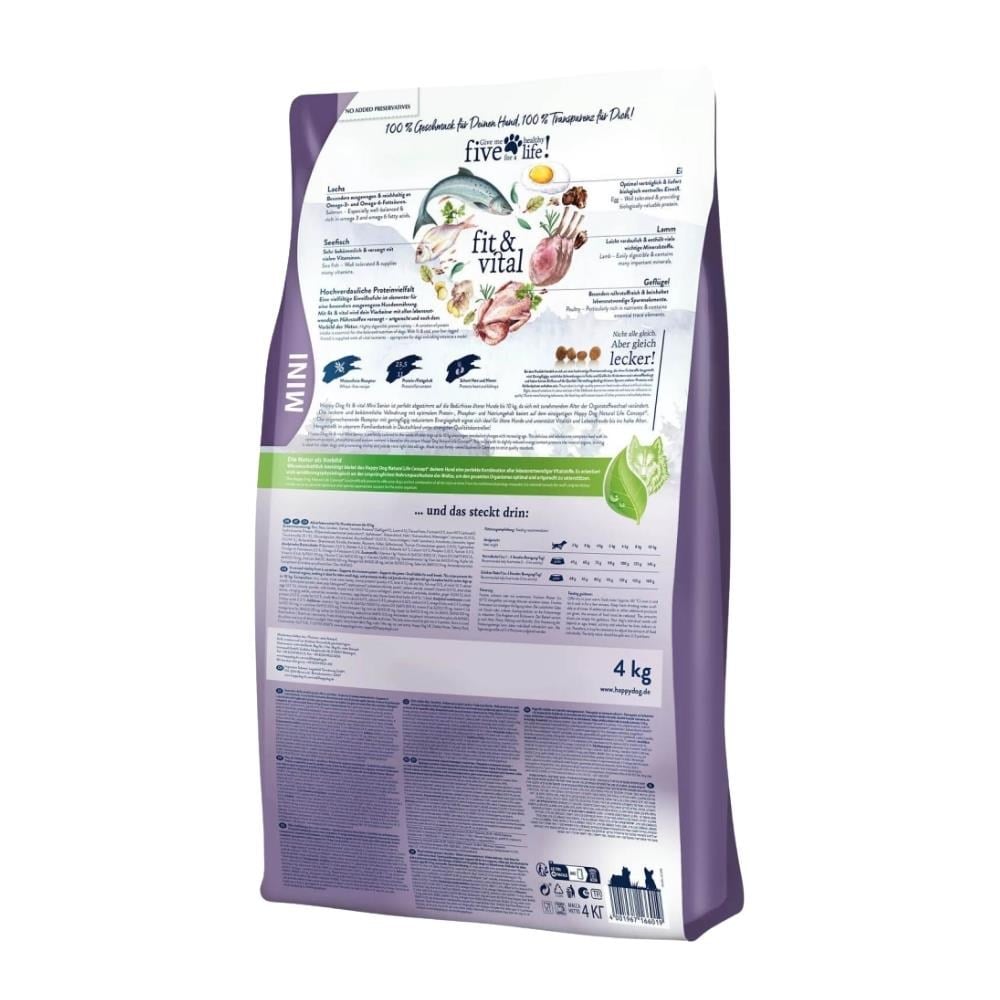 Happy Dog Fit Vital Kümes Hayvanlı Küçük Irk Yaşlı Köpek Maması 4 kgHappy Dog