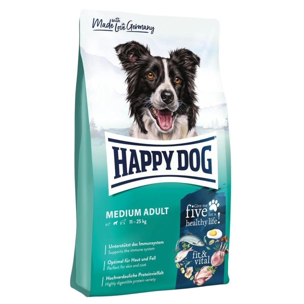 Happy Dog Fit & Vital Medium Kuzulu ve Kümes Hayvanlı Orta Irk Yetişkin Köpek Maması 4 kgHappy Dog