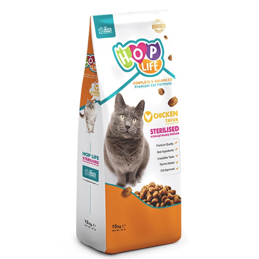 Hop Life Tavuklu Kısırlaştırılmış Kedi Maması 15 kgHop Life