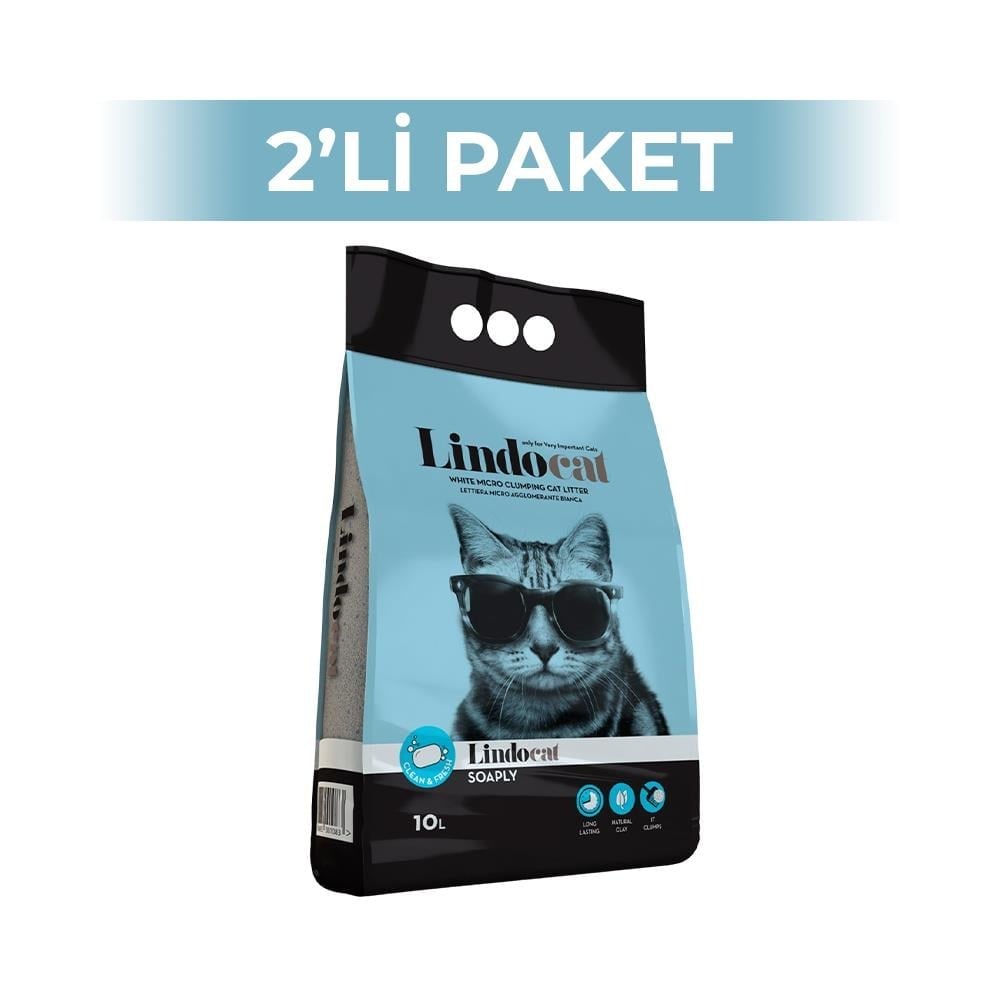 Lindo Cat Sabun Kokulu İnce Taneli Kedi Kumu 10 lt 2 AdetLindo Cat