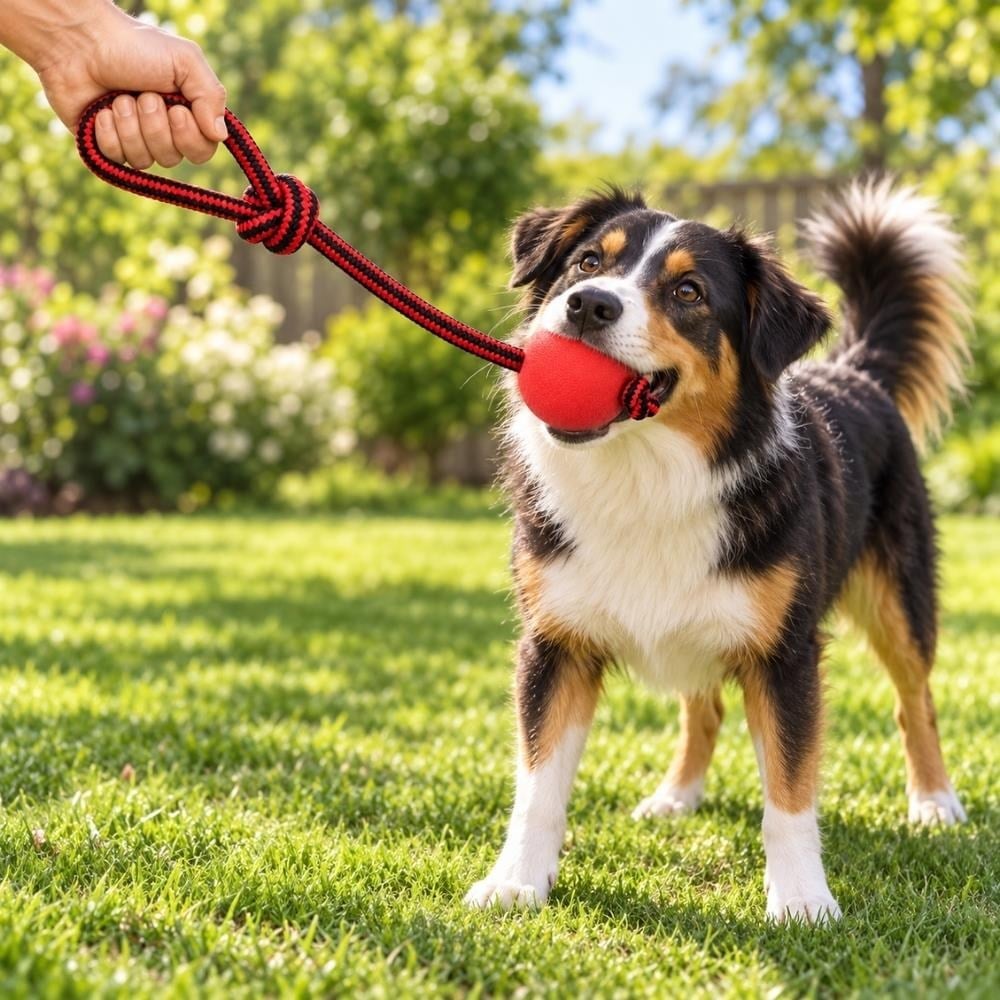 Lion İpli Sert Toplu Köpek Oyuncağı largeLion