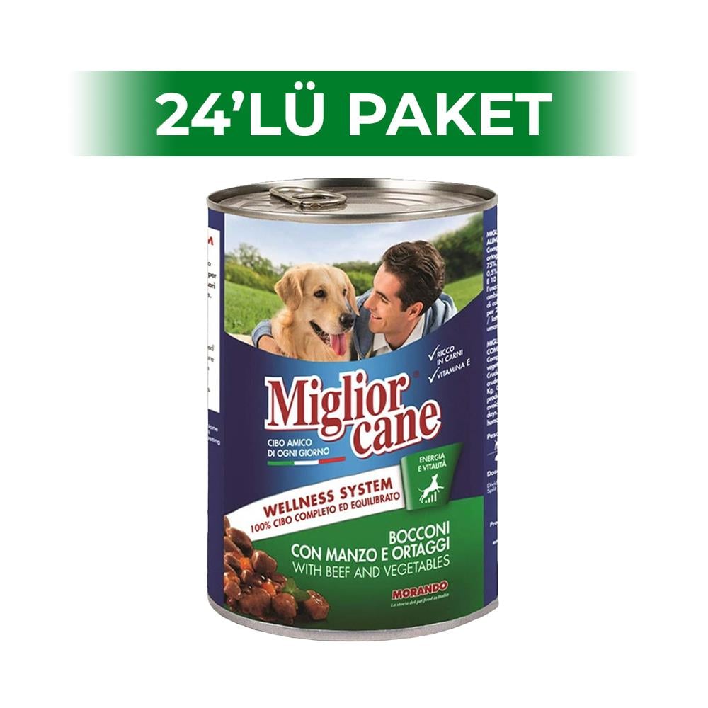 Miglior Cane Biftekli ve Sebzeli Konserve Köpek Maması 405 gr 24 AdetMiglior Cane