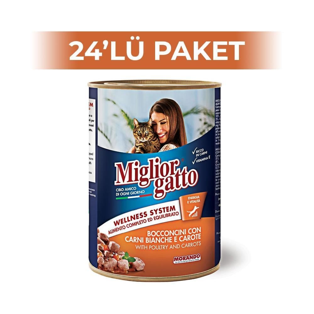Miglior Gatto Kümes Hayvanlı ve Havuçlu Konserve Kedi Maması 405 gr 24 AdetMiglior Gatto