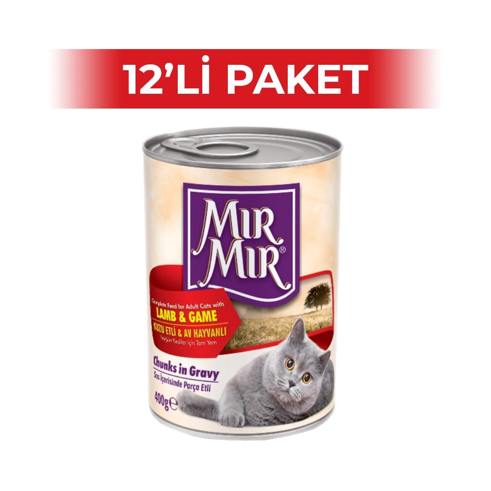 Mırmır Kuzu Etli & Av Hayvanlı Kedi Konservesi 400 gr 12 AdetMır Mır