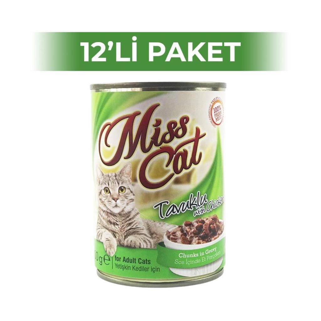 Miss Cat Tavuklu Kedi Konservesi 400 gr 12 AdetMiss Cat