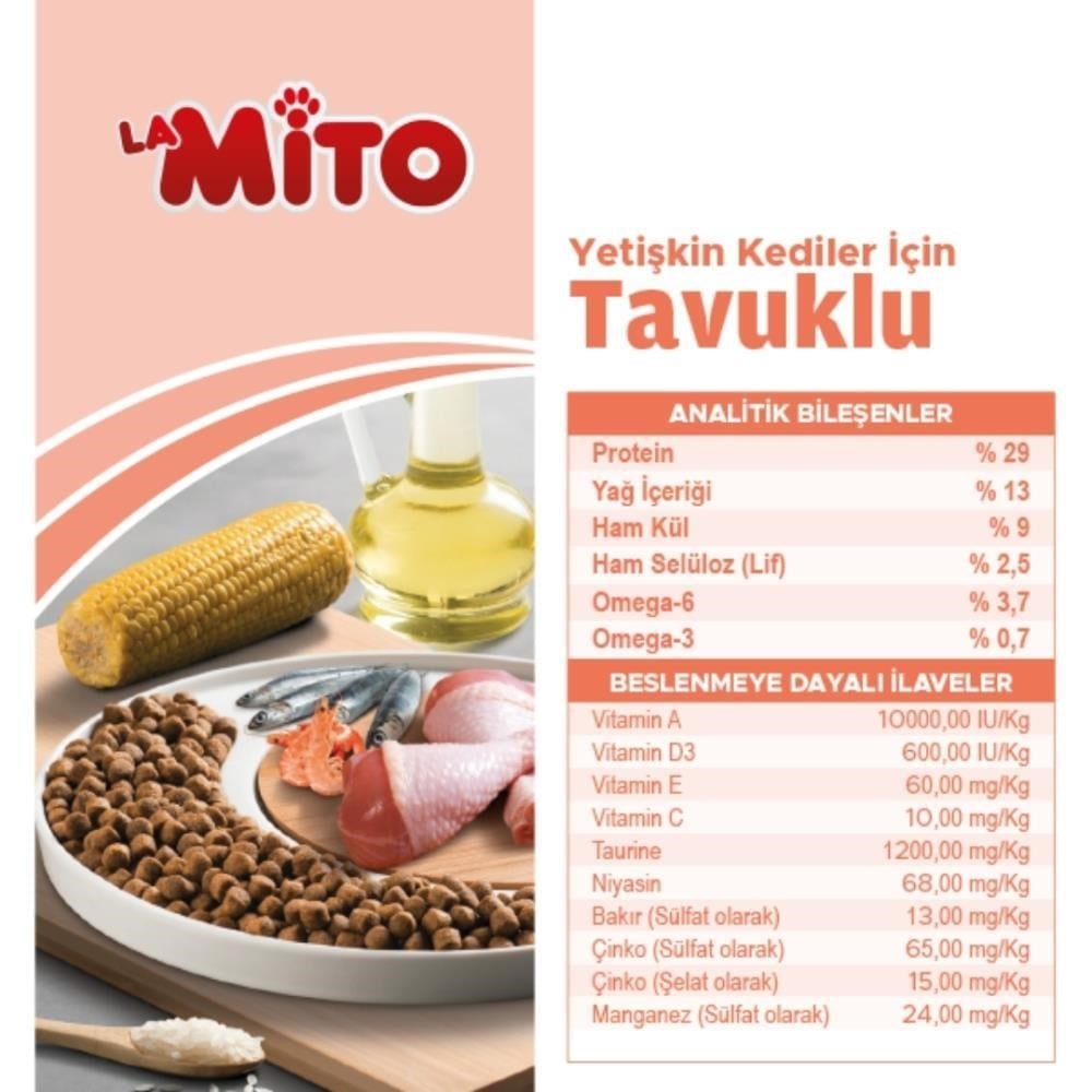 Mito Tavuklu Yetişkin Kuru Kedi Maması 15+1 kgMito