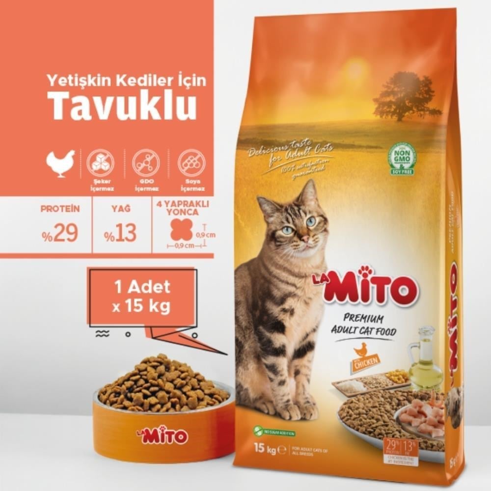 Mito Tavuklu Yetişkin Kuru Kedi Maması 15+1 kgMito