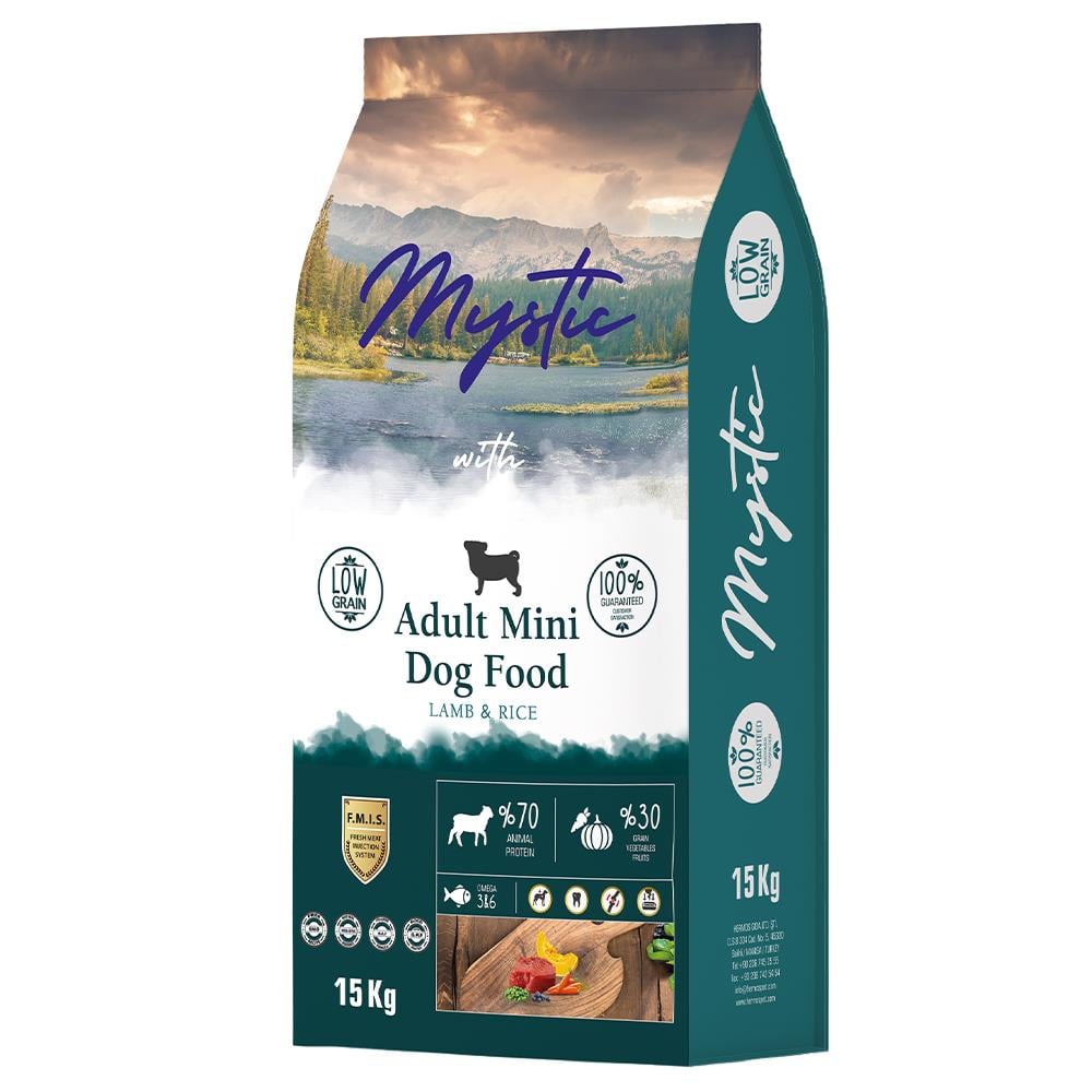 Mystic Az Tahıllı Kuzu Etli Mini Yetişkin Köpek Maması 15 kgMystic 