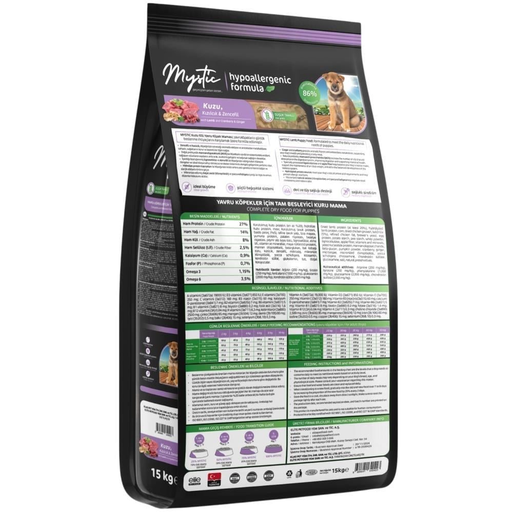 Mystic Kuzu Etli Yavru Köpek Maması 15 kgMystic 