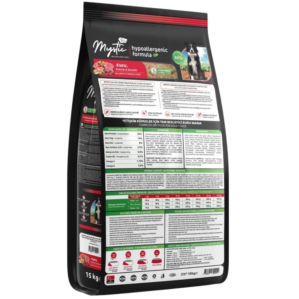 Mystic Kuzu Etli Yetişkin Köpek Maması 15 kgMystic 