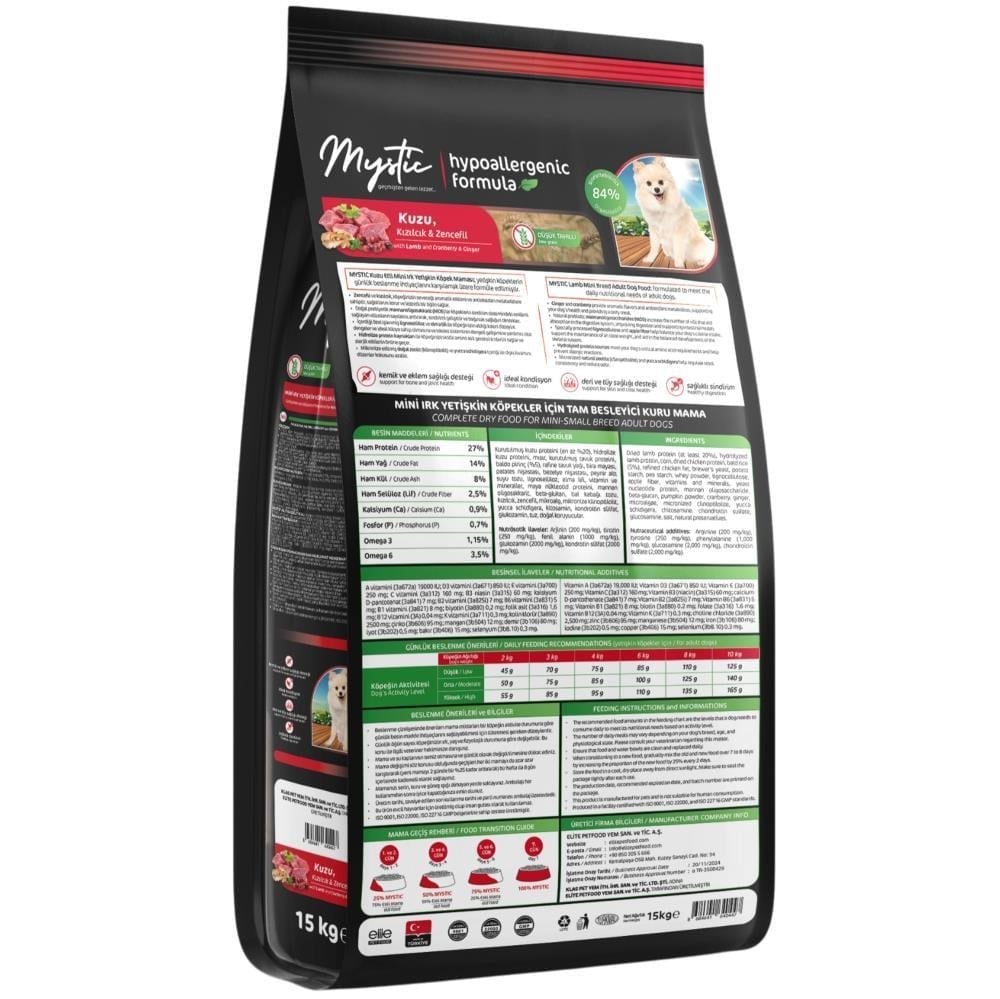 Mystic Mini Irk Kuzu Etli Yetişkin Köpek Maması 15 kgMystic 