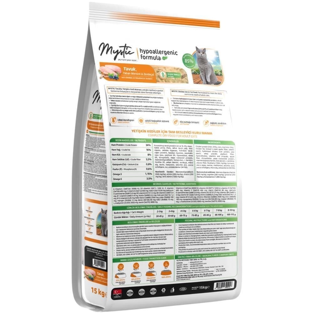 Mystic Tavuklu Yetişkin Kedi Maması 15 kgMystic 