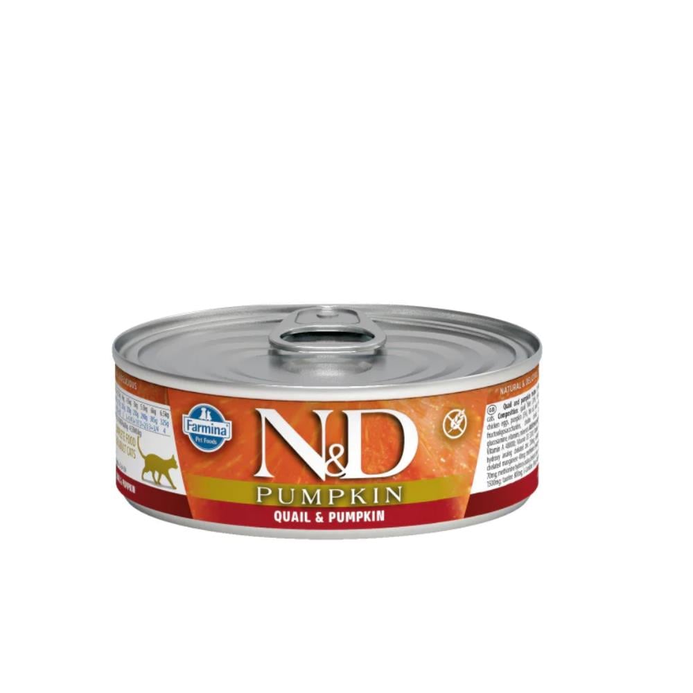 N&D Balkabaklı ve Bıldırcınlı Tahılsız Yetişkin Kedi Konservesi 80gr x 12 AdetND