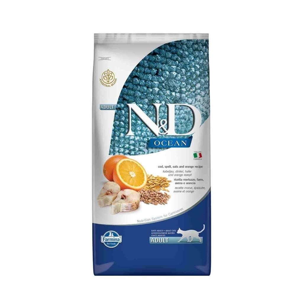 N&D Düşük Tahıllı Morina Balıklı ve Portakallı Yetişkin Kedi Maması 10 kgND