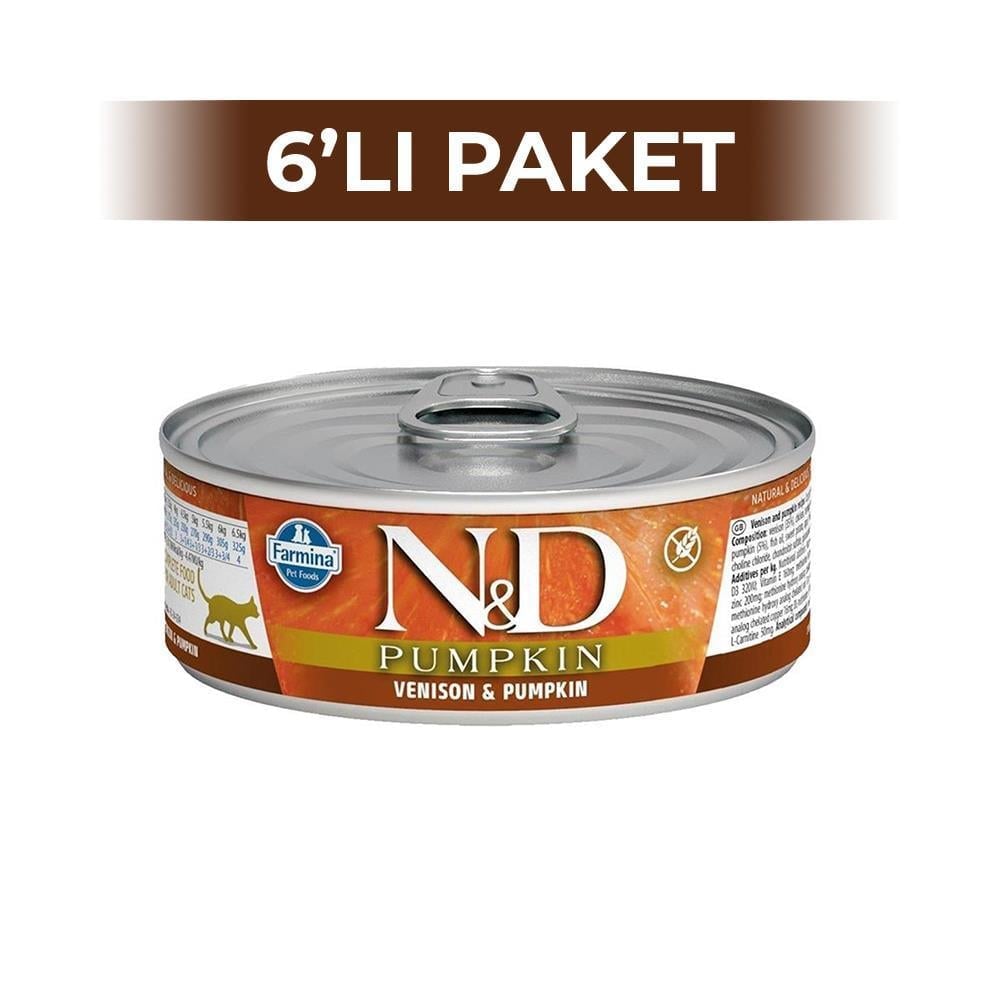 N&D Geyikli ve Bal Kabaklı Yetişkin Kedi Konservesi 80 gr 6 AdetND