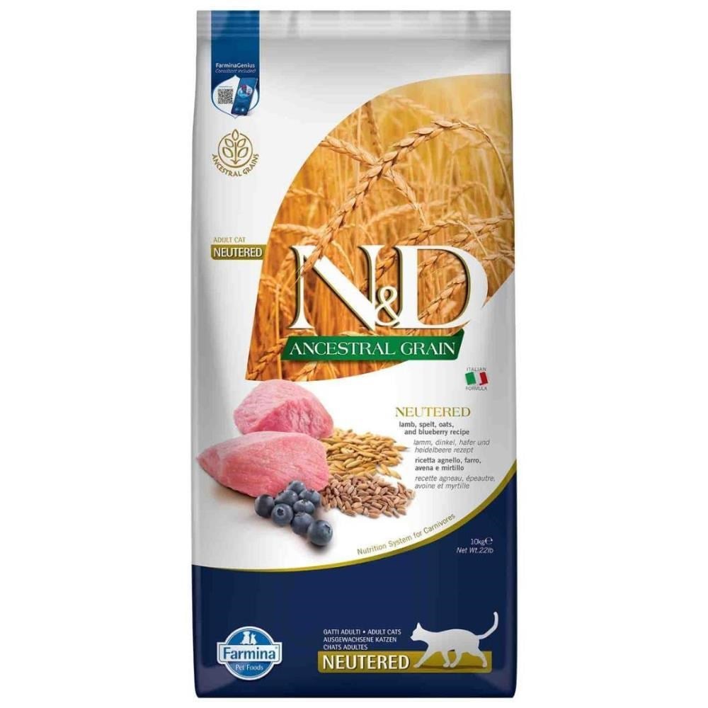 N&D Kuzu Etli ve Yaban Mersinli Kısırlaştırılmış Kedi Maması 10 kgND