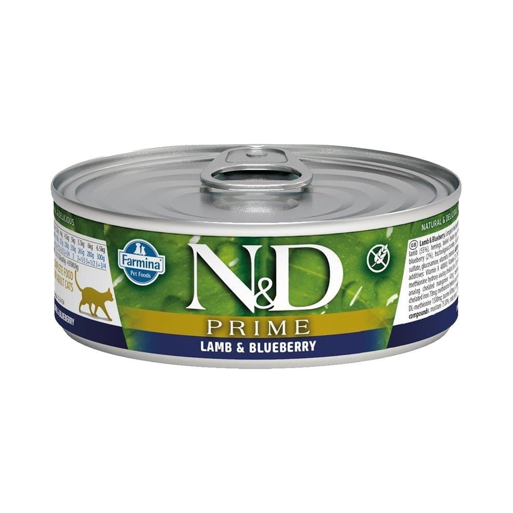 N&D Kuzu Etli ve Yaban Mersinli Yetişkin Kedi Konservesi 80 grND