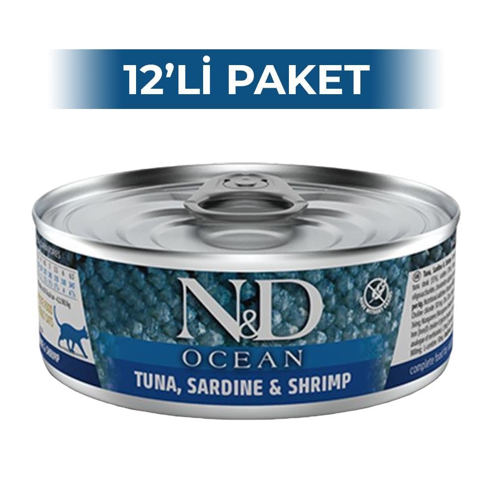 N&D Levrek Sardalya ve Karidesli Kedi Konservesi 80 gr 12 AdetND