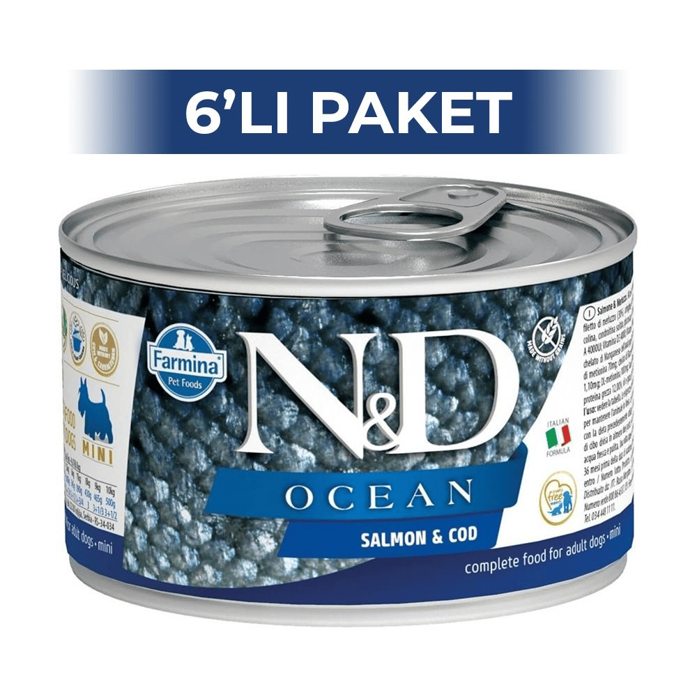 N&D Ocean Tahılsız Ringa Karides Mini Yaş Köpek Konservesi 140 gr 6 AdetND