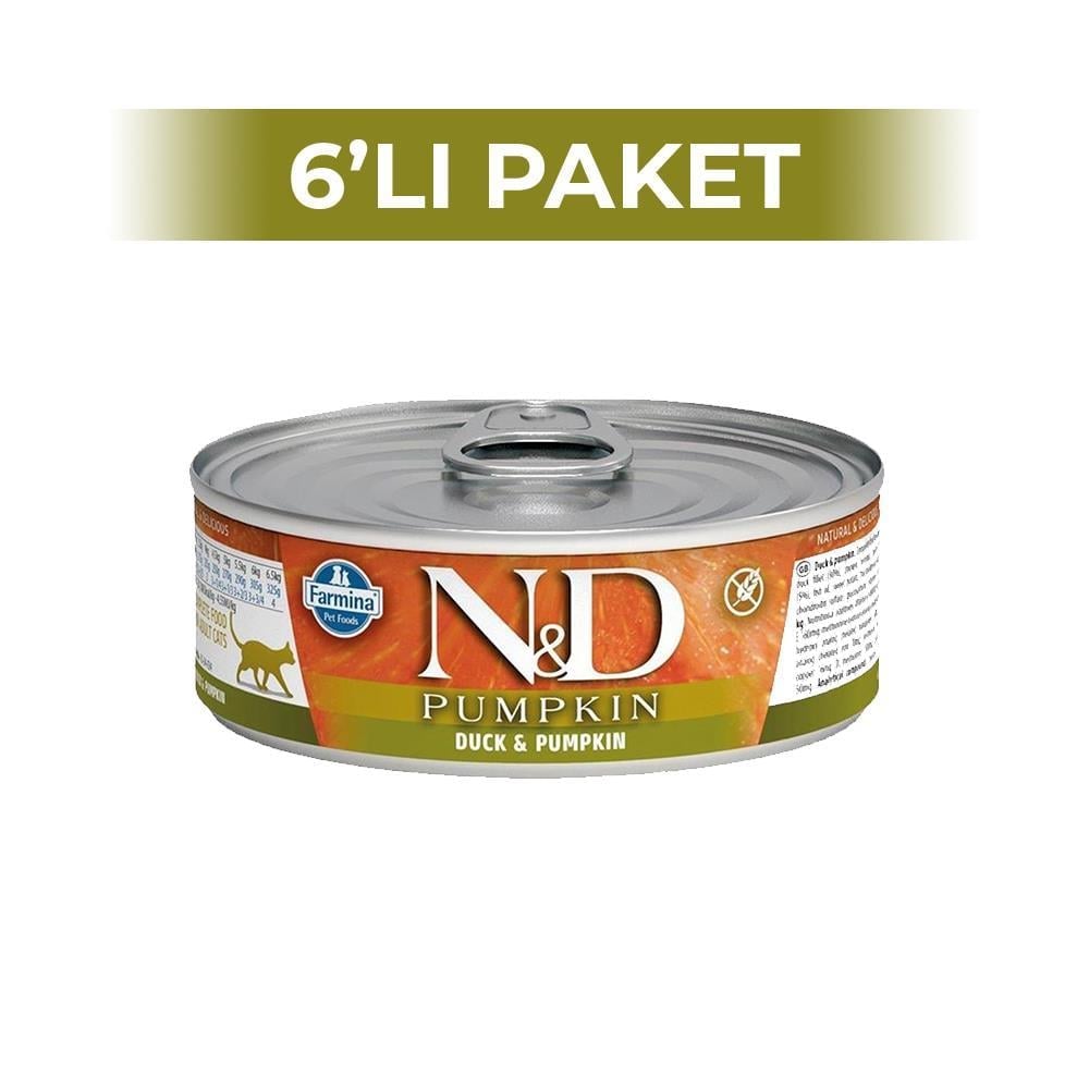 N&D Ördekli ve Bal Kabaklı Yetişkin Kedi Konservesi 80 gr 6 AdetND