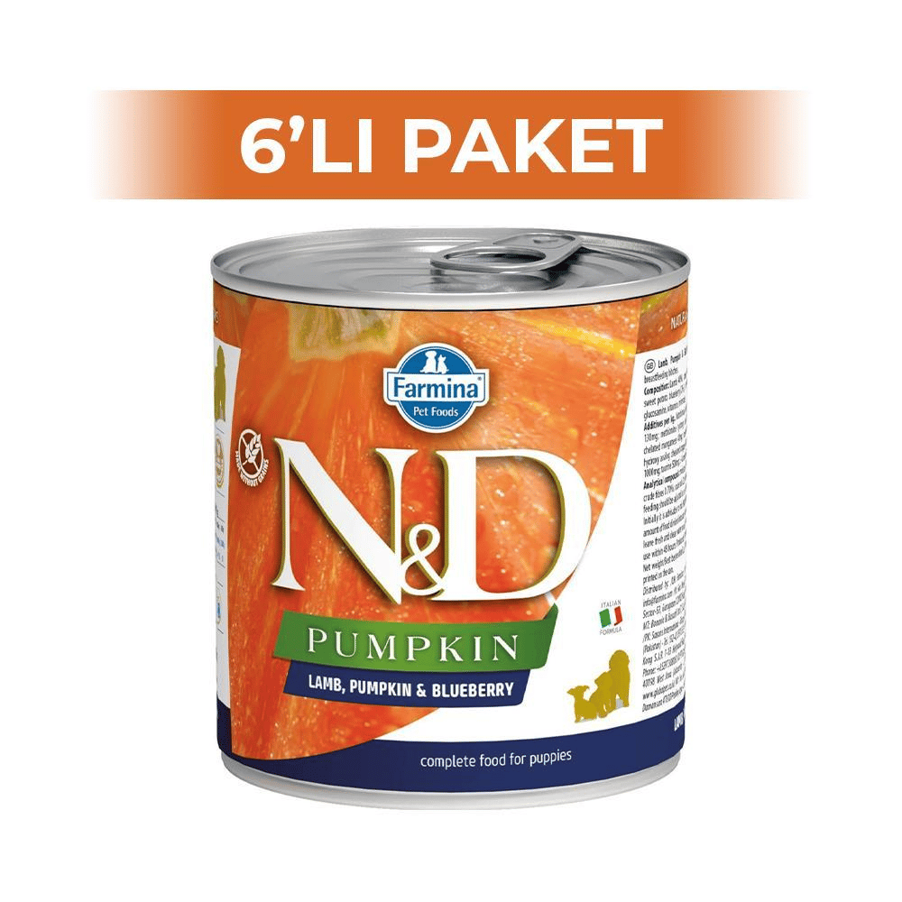 N&D Pumpkin Tahılsız Kuzu Balkabağı Yaban Mersinli Yavru Köpek Konservesi 285 gr 6 AdetND