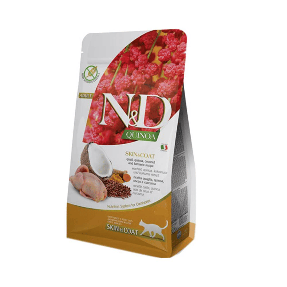 N&D Quinoa Skin Coat Bıldırcın Etli 5 kg Yetişkin Kedi MamasıND
