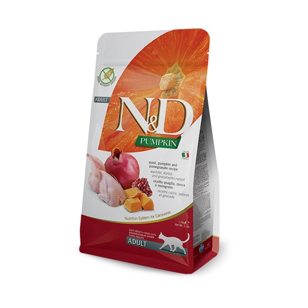 N&D Tahılsız Bıldırcın Etli Bal Kabaklı ve Narlı Yetişkin Kedi Maması 5 KgND