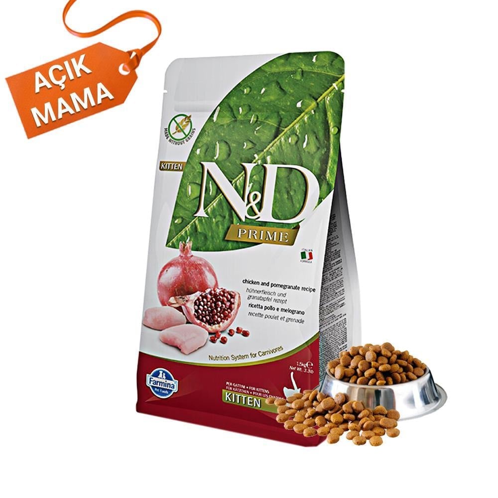 N&D Tahılsız Kitten Tavuklu Narlı Yavru Kedi Maması 1 kg Açık MamaND