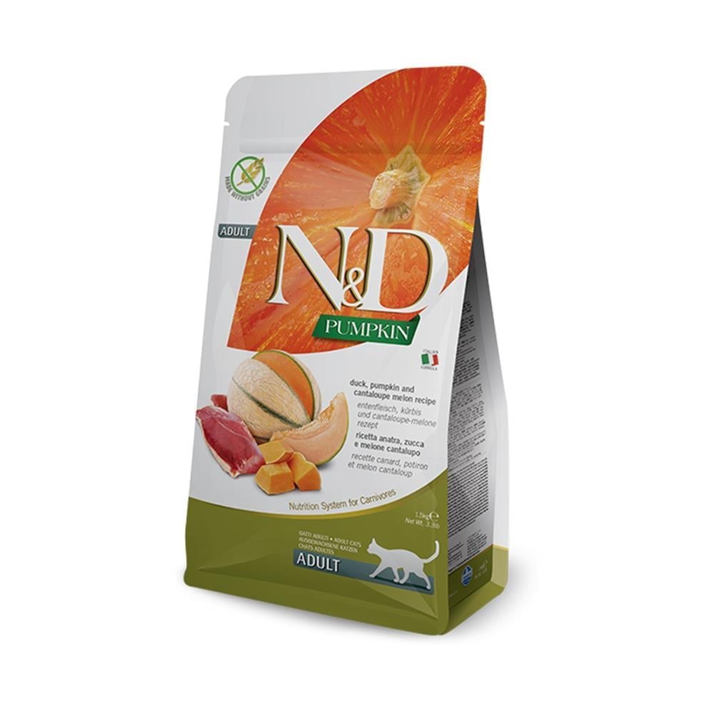 N&D Tahılsız Ördek Etli Bal Kabaklı ve Kavunlu Yetişkin Kedi Maması 1,5 KgND