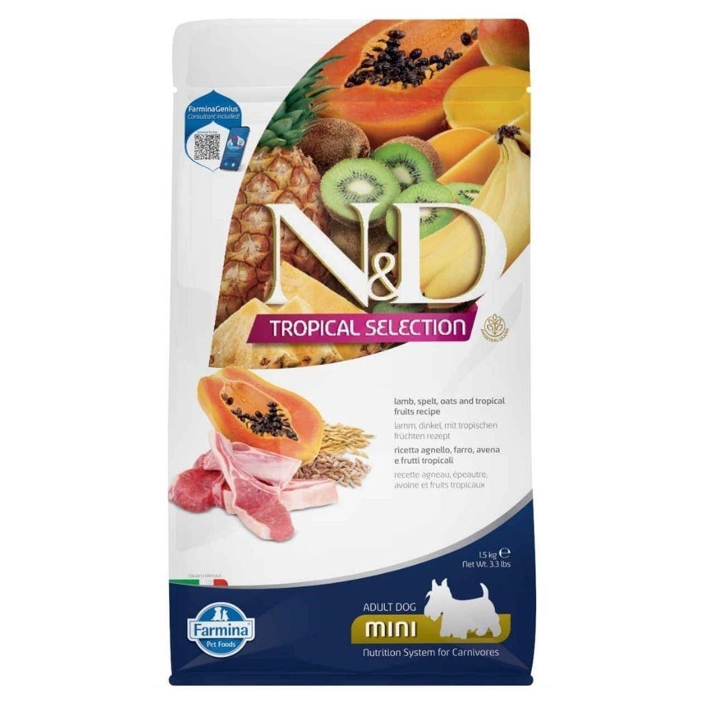 N&D Tropical Selection Kuzu Etli ve Tropikal Meyveli Mini Irk Yetişkin Köpek Maması 1,5 kgND