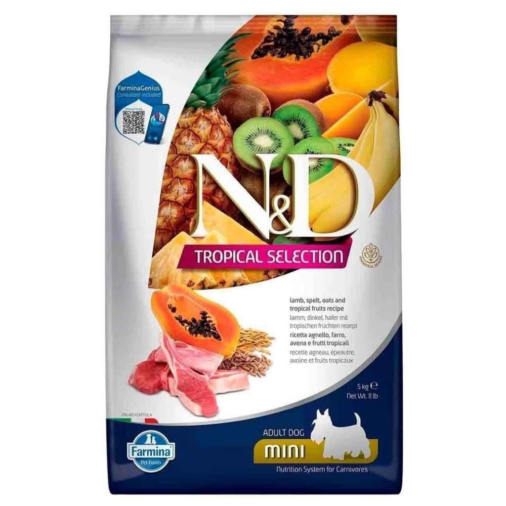 N&D Tropical Selection Kuzu Etli ve Tropikal Meyveli Mini Irk Yetişkin Köpek Maması 5 kgND