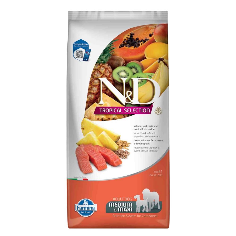 N&D Tropical Selection Somonlu ve Tropikal Meyveli Orta ve Büyük Irk Yetişkin Köpek Maması 10 kgND