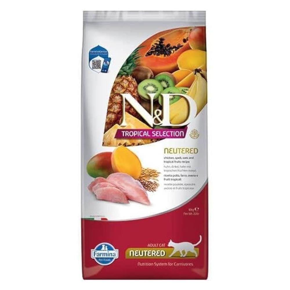 N&D Tropical Selection Tavuklu ve Tropikal Meyveli Kısırlaştırılmış Kedi Maması 10 kgND