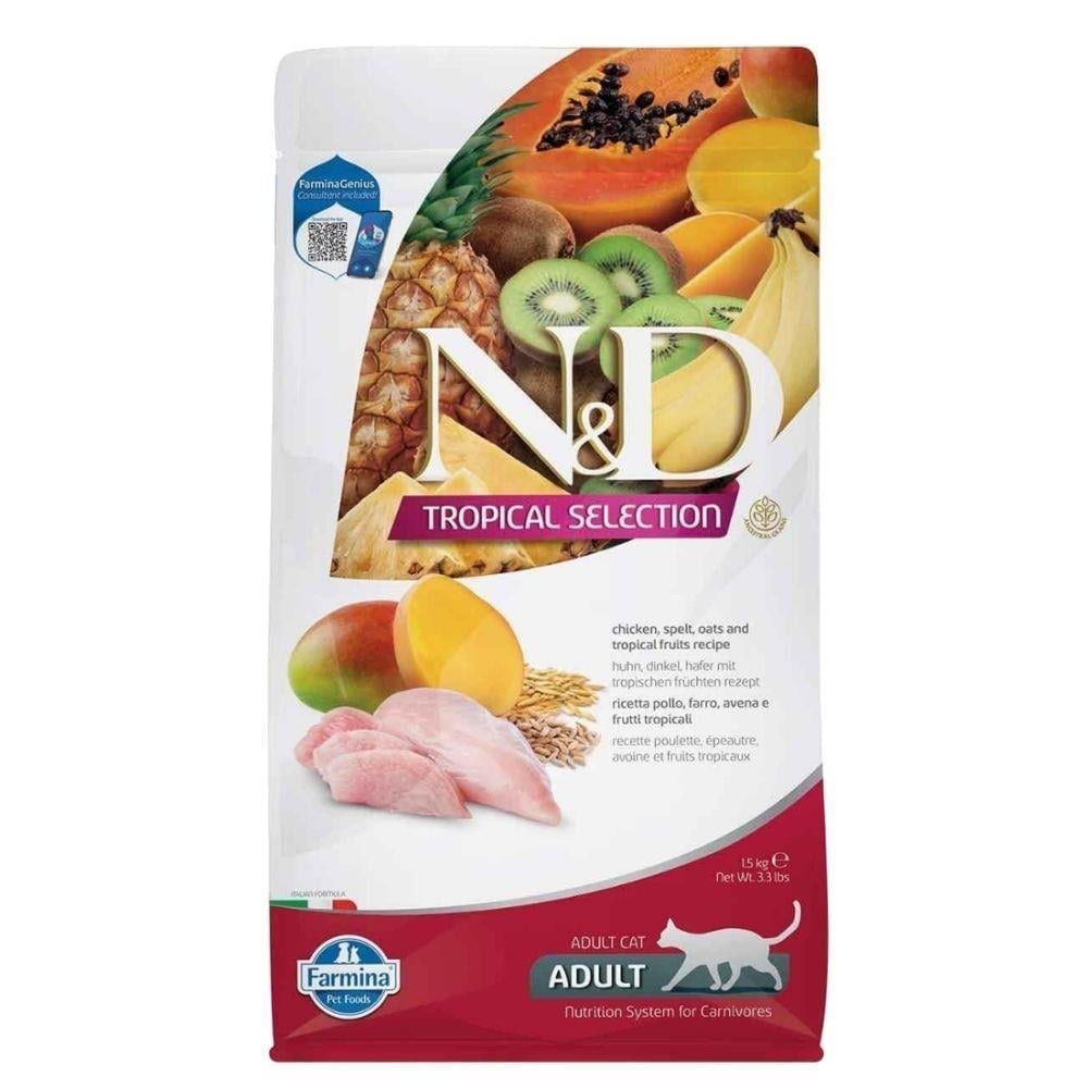 N&D Tropical Selection Tavuklu ve Tropikal Meyveli Yetişkin Kedi Maması 10 kgND
