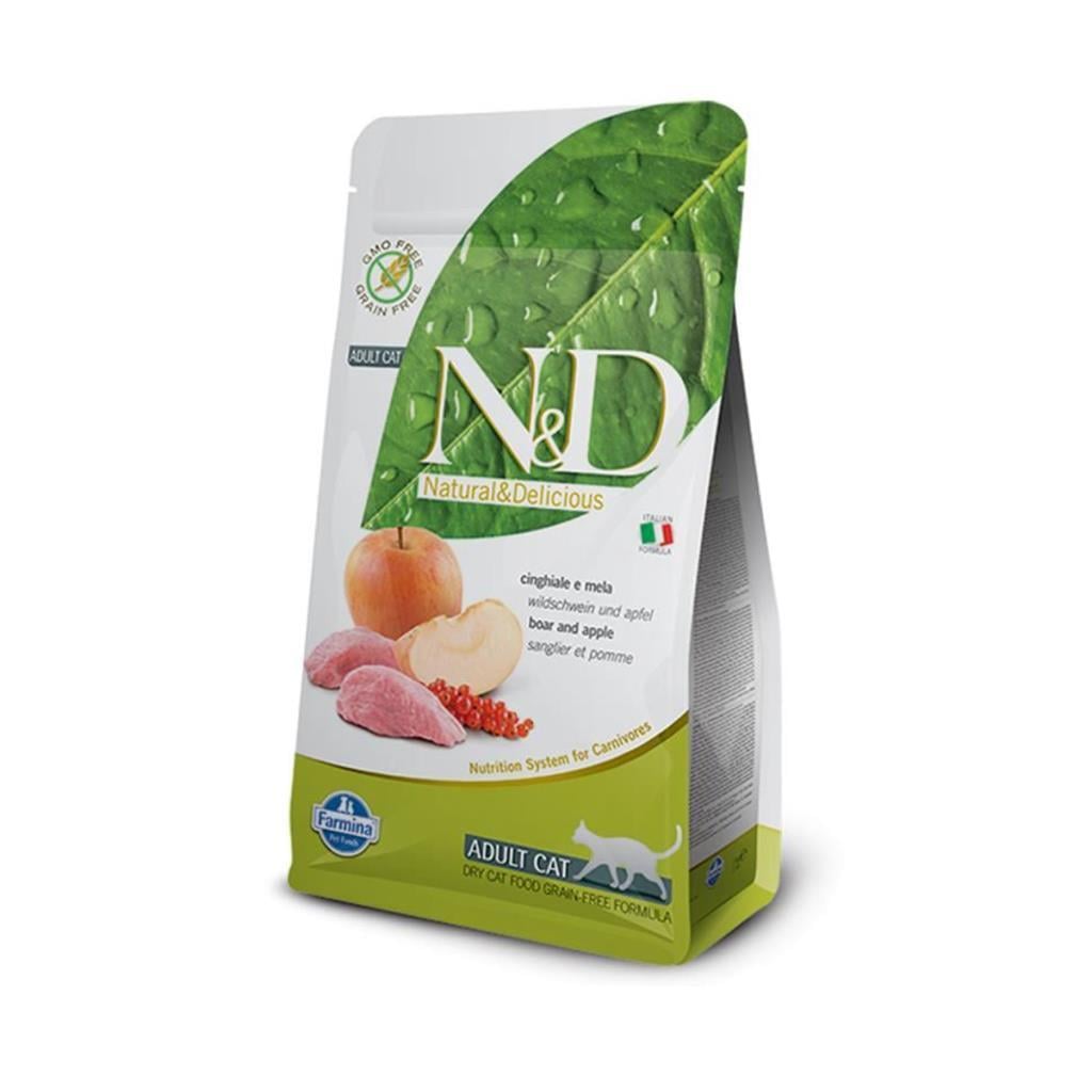 N&D Yaban Domuzlu ve Elmalı Tahılsız Yetişkin Kedi Maması 5 KgND