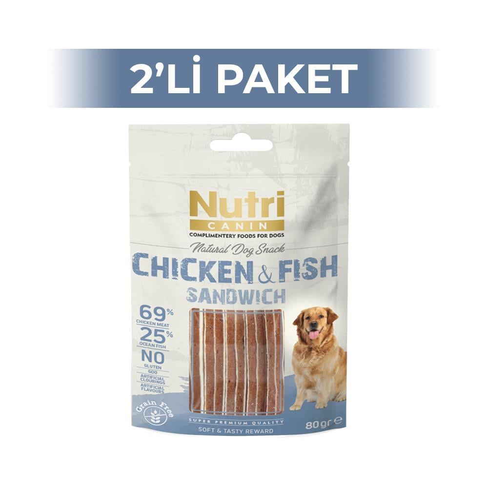 Nutri Canin Okyanus Balıklı ve Tavuklu Etli Tahılsız Sandviç Köpek Ödül Maması 80 gr x 2 AdetNutri Canin