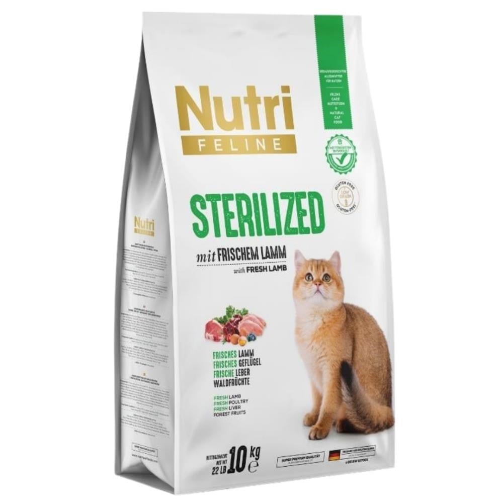 Nutri Feline Adult Sterilised Kısırlaştırılmış Kuzulu Yetişkin Kedi Maması 10 kgNutri Feline