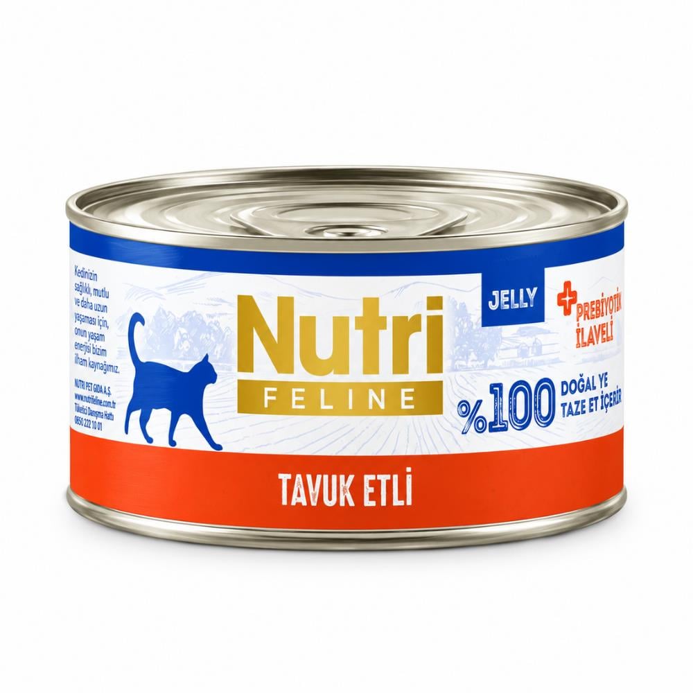 Nutri Feline Jöle İçinde Tavuk Etli Tahılsız Prebiyotik İlaveli Yetişkin Kedi Konservesi 70 grNutri Feline