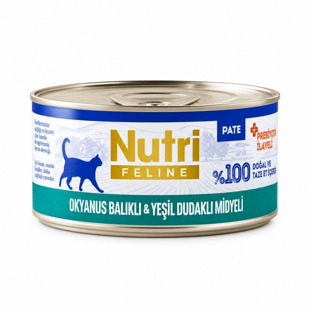 Nutri Feline Okyanus Balıklı ve Yeşil Dudaklı Midyeli Tahılsız Yetişkin Kedi Konservesi 70 grNutri Feline